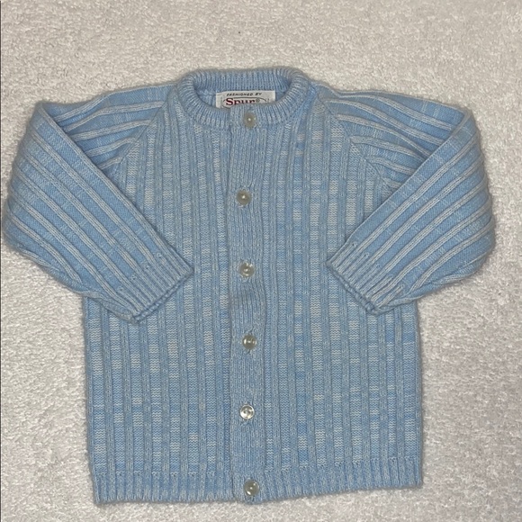 spur knitting mills Other - Vintage Spur knitting mills  Light Blue ribbed Knit cardigan Sweater 18m